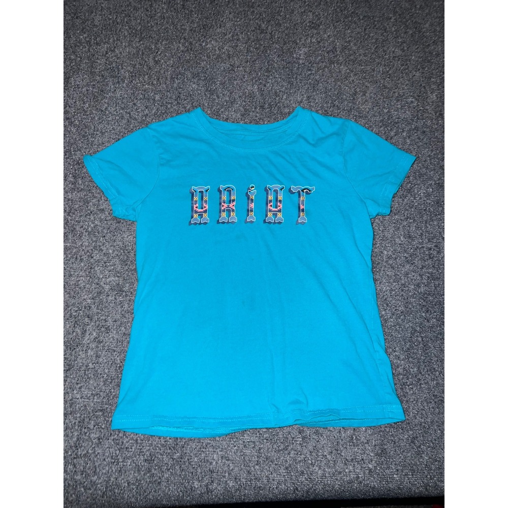 Ariat Real Girls Turquoise Blue Graphic T-Shirt Size M 10 Cotton Short Sleeve